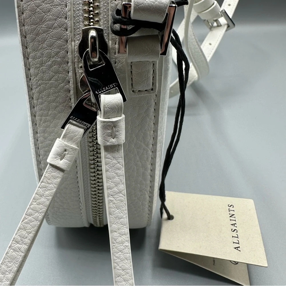 AllSaints Leather White Camera Crossbody Bag